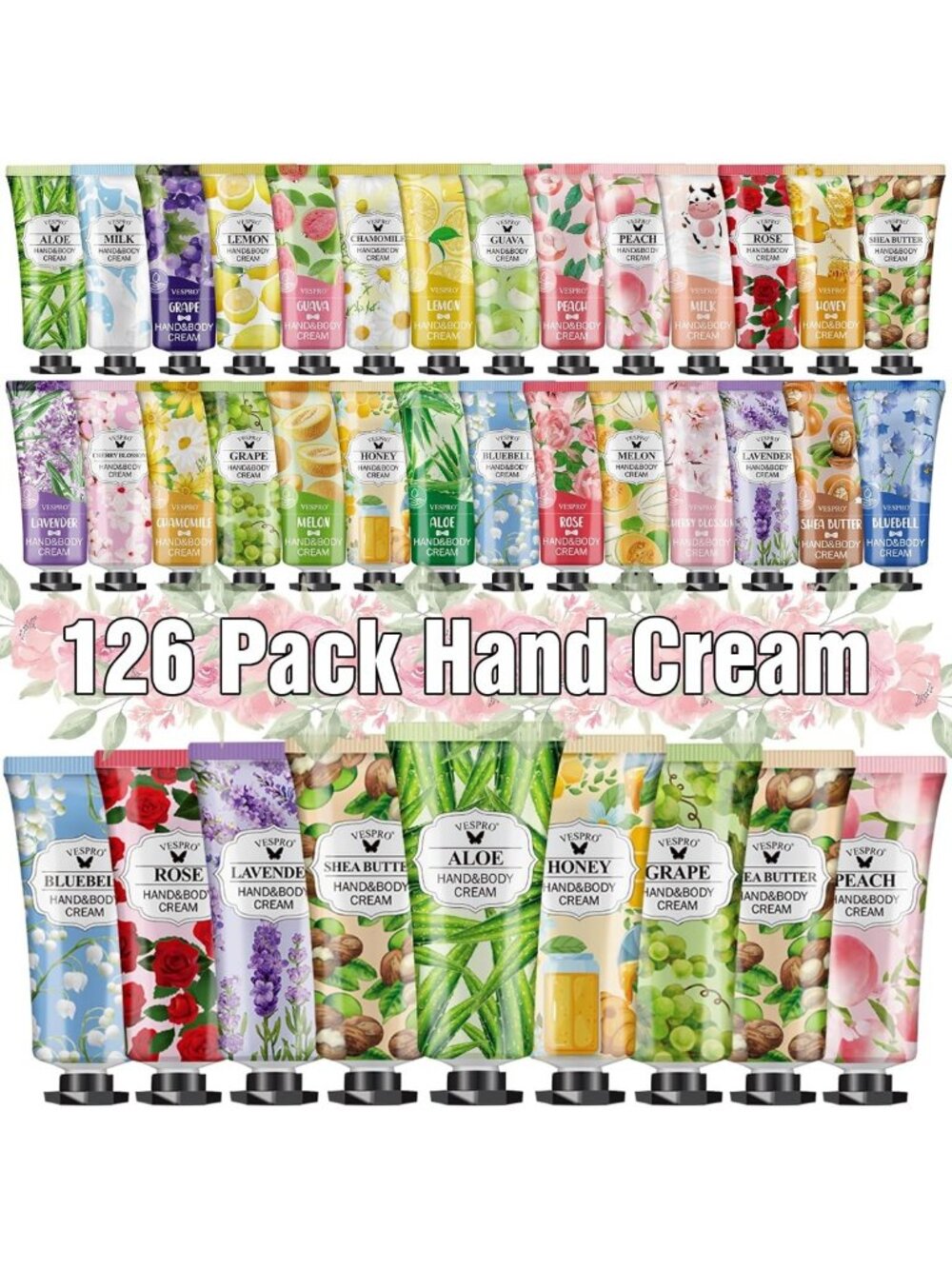 126 Pack Hand Cream Set - Travel Size Mini Lotions for Dry Hands, Gifts for